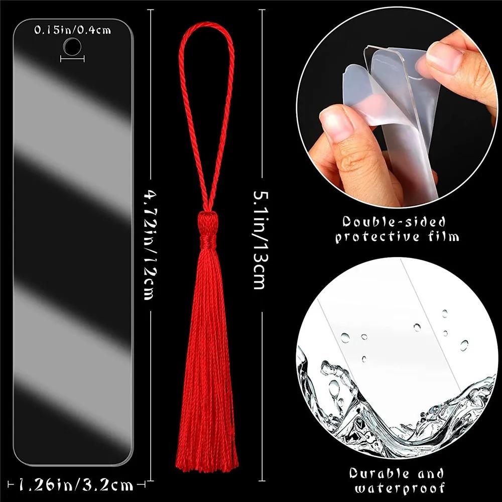 

15pcs Blank Bookmark Acrylic Blank Bookmarks With Tassels Diy Unfinished Bookmarkers Colorful Crafts Decors Ornaments Tags Gift разноцветный