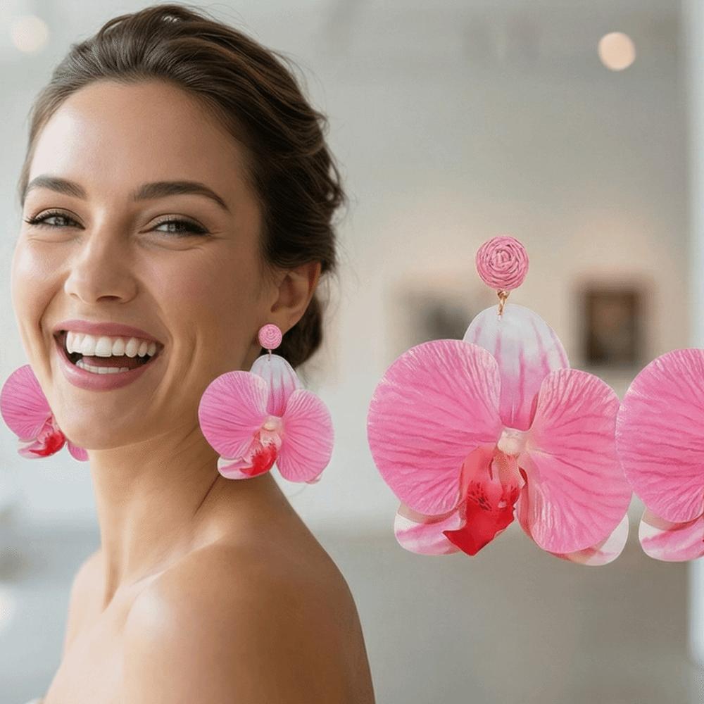 Korean Style Flower Earrings Exaggerated Flower Drop Earrings Butterfly Orchid Earrings  Wedding