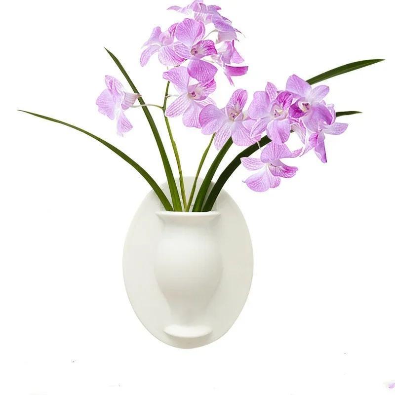 Silicone Small Vase Living Room Decoration Wall Sticker Cute Trumpet Flower Arrangement Cultivation Flower Pot Net Ornament