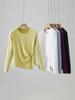 Women's 92% Cotton Pleated Crew Neck Long Sleeve Slimming T-Shirt - Autumn Versatile Design