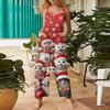 Women's Casual Christmas Printed Jumpsuit Sleeveless Printed Cotton Jumpsuit