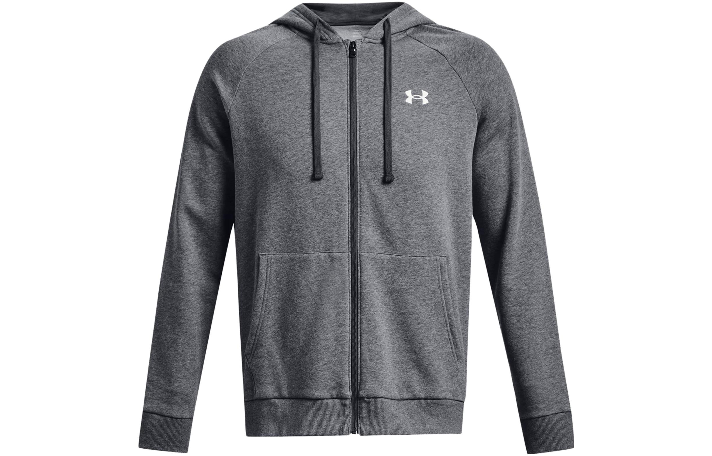 Under Armour Rival Fleece Sweatshirts Men s Gray Hooded Moderate Cardigan 1379863-012 L