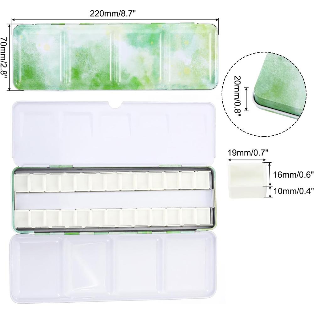 Empty Watercolor Palette, Metal Watercolor Tin with 26pcs Half Pans Paint Case with Lid Paint Box for Travel Gouache Oil Paintin
