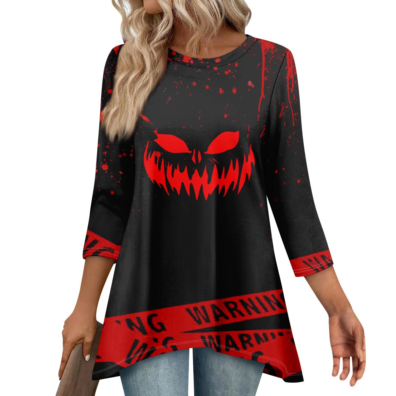 

Туники для женщин Свободного кроя Топы с принтами Рукав 3/4 Женские топы с асимметричным подолом XXL