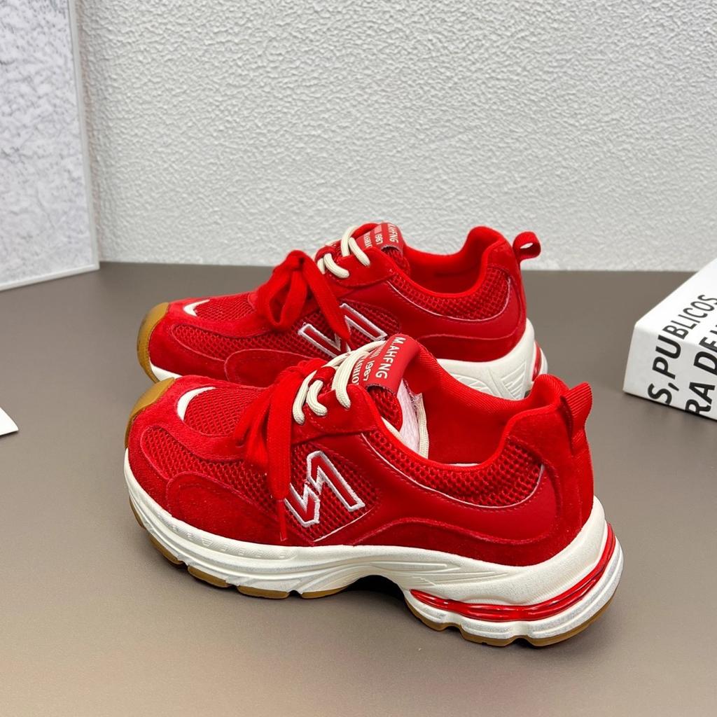 Paris retro platform dad shoes women's 2025 new mesh breathable small height increase sports and leisure shoes