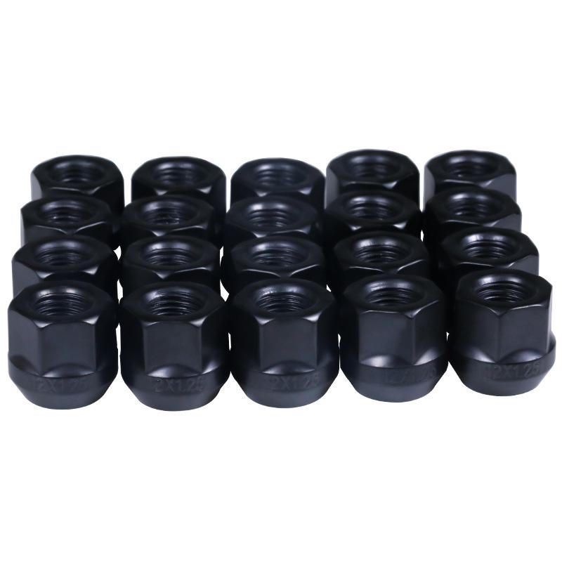 Écrous de roue noirs m12x1.25,m12x1.5 hauteur 21mm Ouvert hex 19mm 16pcs