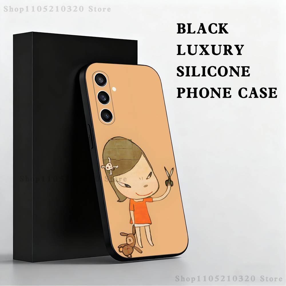 Cute Y-Yoshitomo N-Nara Phone Case For Samsung S 25,24,23,22,30,21,10,9,Ultra,Plus,Lite,FE,4,5 G Black Soft Case SamsungS22plus 5G