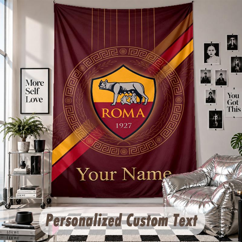 Custom Tapestry Wall Hanging, AS Roma Personalized Name Text Home Wall Decor