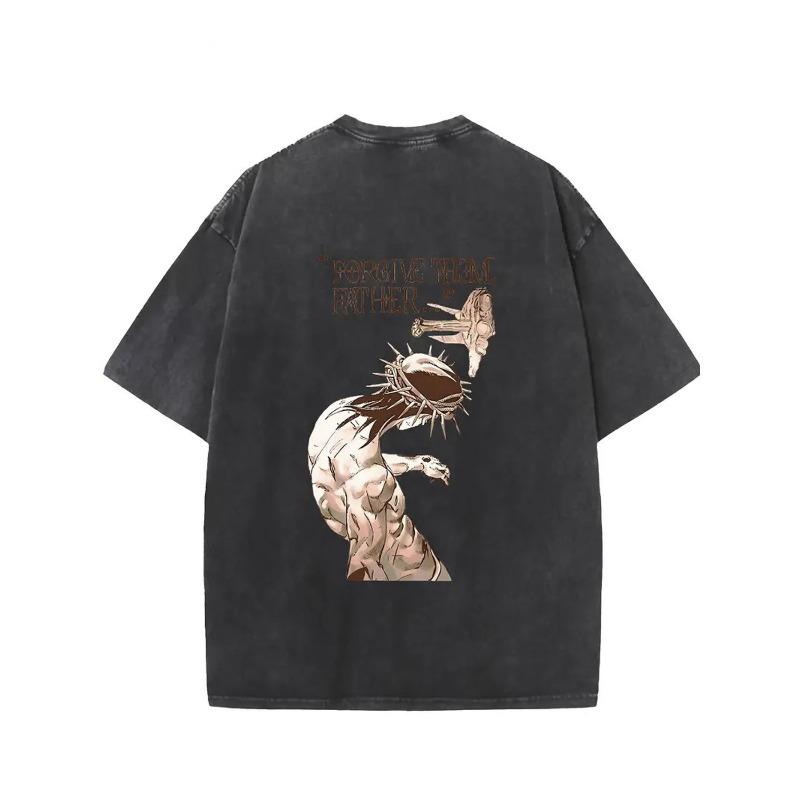 

Washed, Forgive His Father S Printed T-Shirt,High-Quality Printed Cotton Retro Fashion T-Shirt,Certain Thickness for Summer T-Shirts,Holiday Gift S