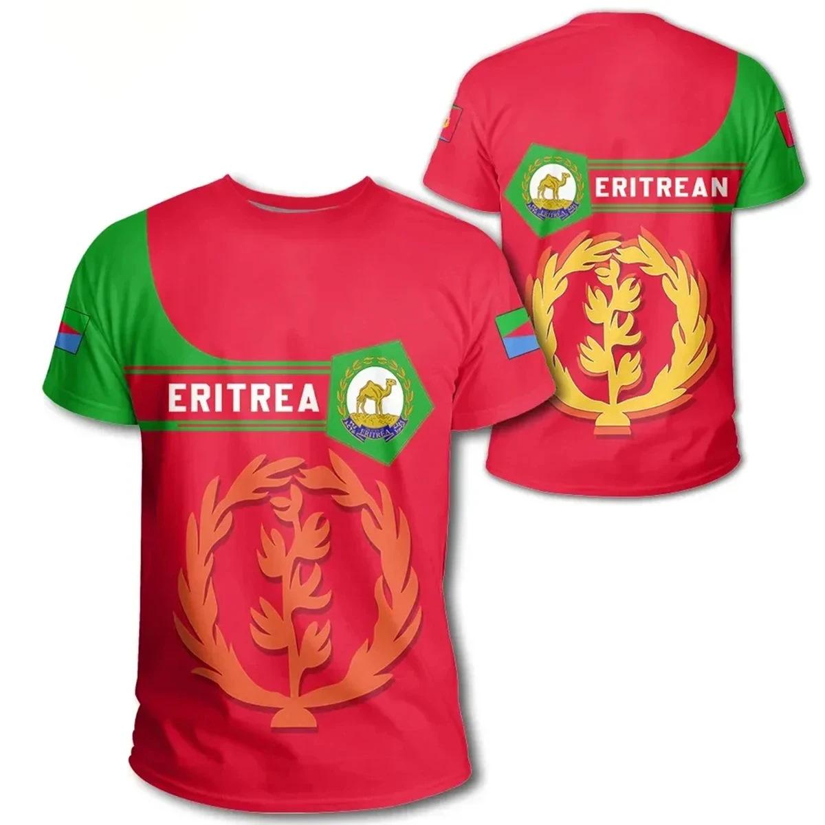 KMY SUPER NO.2 Zomer Ronde Hals 3D Eritrese Vlag Print Top Modieuze Casual Korte Mouw Kinder Jongens T-shirts 130