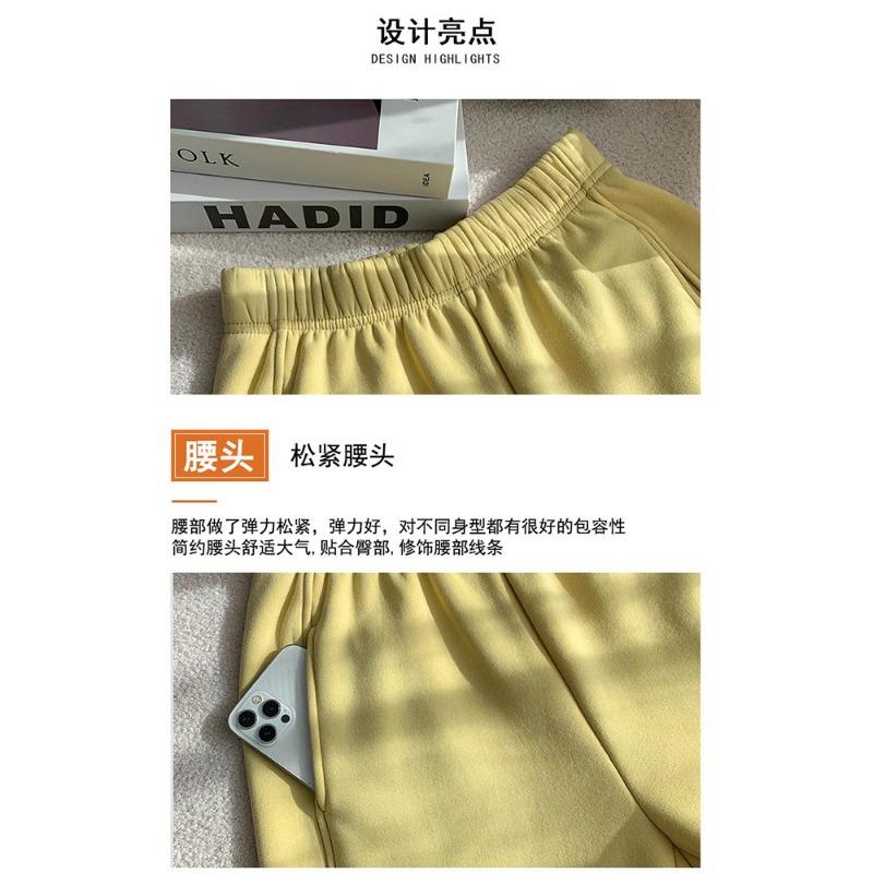 Autumn and winter new pants women's velvet men's and women's sweatpants tied feet loose wide-leg casual sweatpants