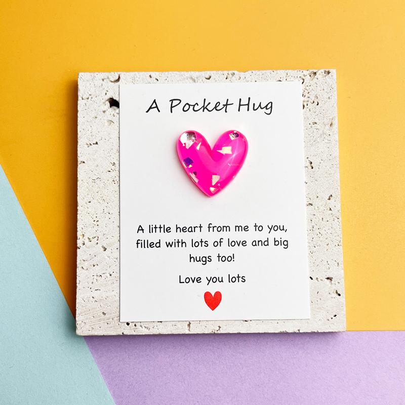 5Pcs Cute Little Heart Pocket Hug, Decorated Pocket Hug With Encouragement Card, Special Birthday, Wedding, Party, Valentine'S