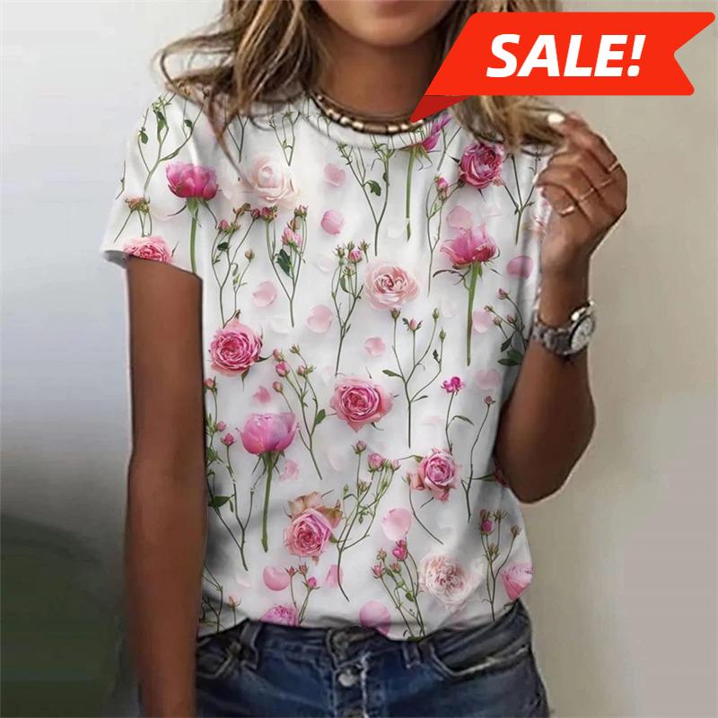 Harajuku Flower 3d Women's Y2k Graphic T Shirts Summer Clothes Women Casaul Everyday Tops Female Short Sleeve Tee Blouse Y2k