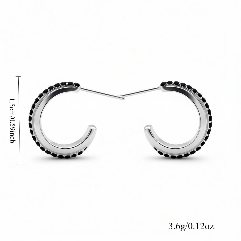 Black CZ Huggie Earrings On Copper Base Stud Ear