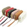 Women's Genuine Leather Long Wallet with Double Zipper and Phone Holder