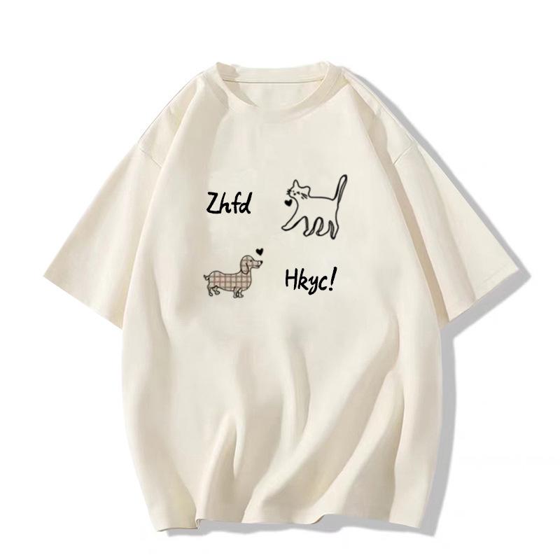 Chic White Short Sleeve Women's T-Shirt with American Print Design