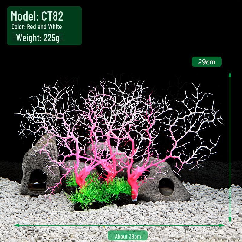 Plastic Coral Tree Aquarium Decoration - Simulation Iron Tree for Fish Tanks (Model CT82)