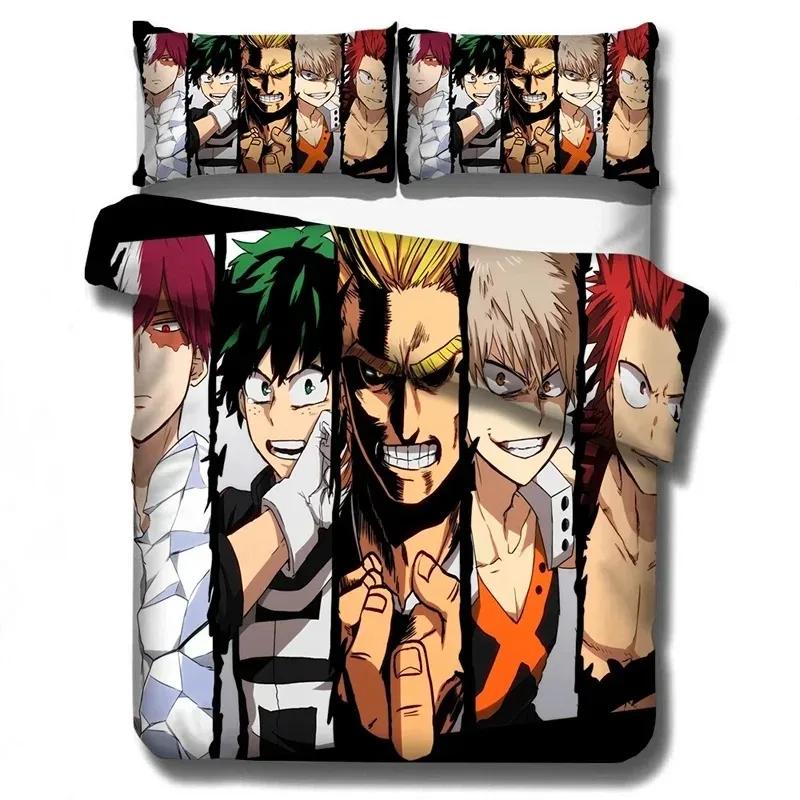 New My Hero Academia Bedding Set Duvet Covers Pillowcases Cartoon Anime Comforter Bedding Sets Bedclothes Bed Linen (NO Sheet)