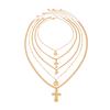 Hip Hop Punk Cross Pendant Necklace Female, Wind Metal Tags Stacked Collarbone Chain Necklace