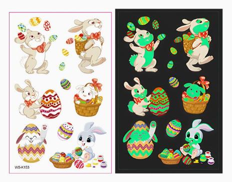 Luminous In Dark Cartoon Easter Temporary Tattoo Waterproof Sweatproof Party Favors for Kids Stickers