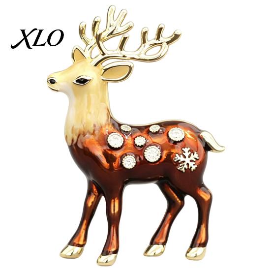Mini Reindeer Brooch Christmas Pin, Rhinestone Elk Lapel Sweater Alloy Cardigan Coat Suits Accessories, Jewelry Gift for Xmas