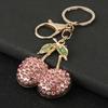 Cherry Keychain Sparkling Rhinestones Lobster Clasp Keyring Cute Fruit Bag Charm Birthday Gift for Women Girls