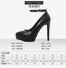 Women's high heels 2026 summer slim heel waterproof platform black work shoes 12cm single shoe women
