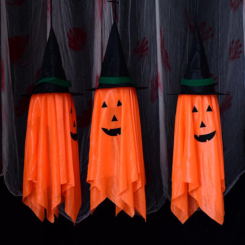 De Long Halloween Cute Plastic Pumpkin Pendant (Hat) Hanging Ornament Small Ghostly Indoor/Outdoor Venue Decoration for Teens