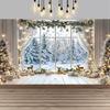 Christmas Red Curtain Decoration Backdrop Winter Snow Scenery Fireplace Santa Claus Photography Backdrop Holiday Party Supplies