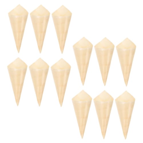 COLLBATH 100 Disposable Wooden Cones for Parties, Stylish Dessert Cups