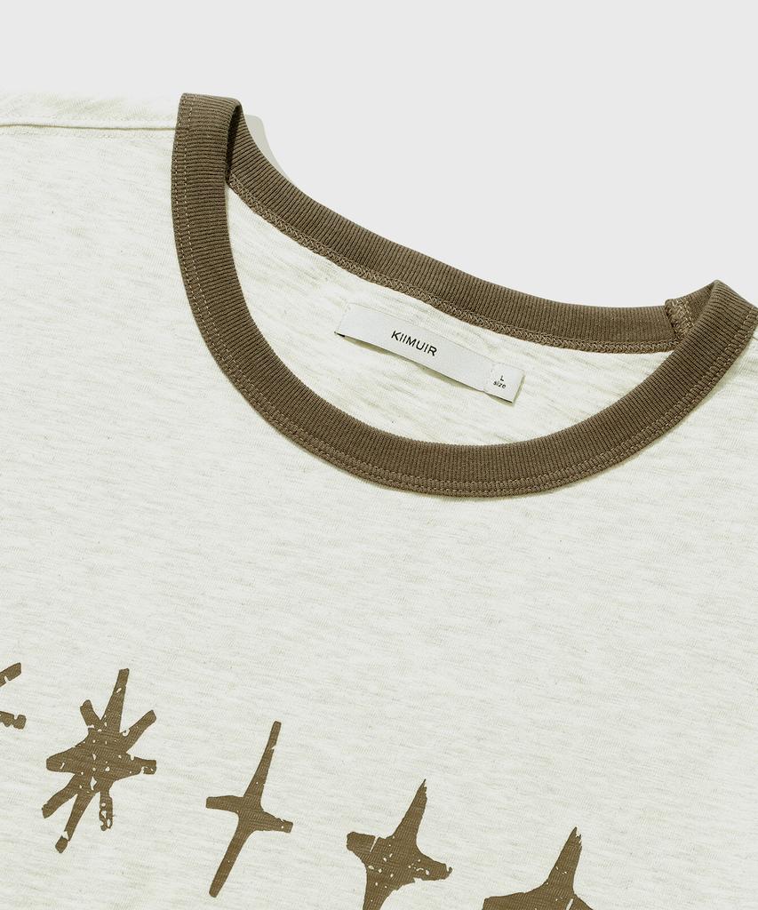 KIIMUIR [Crop] Flashmove Ringer Crop Short Sleeve T-Shirt_Oatmeal