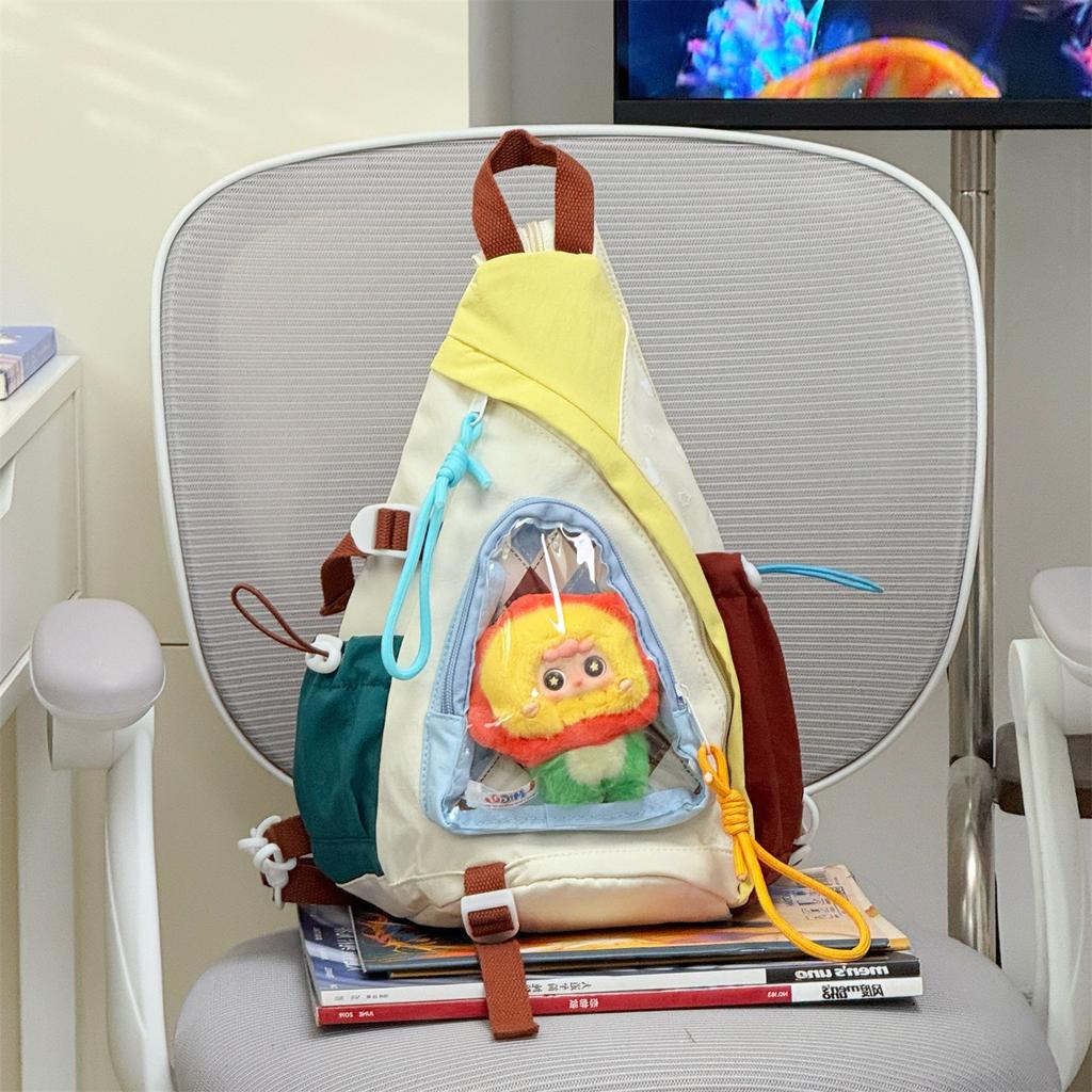 Schoolbag Japanese dopamine shoulder pain bag two-dimensional transparent cute girl color matching casual messenger backpack