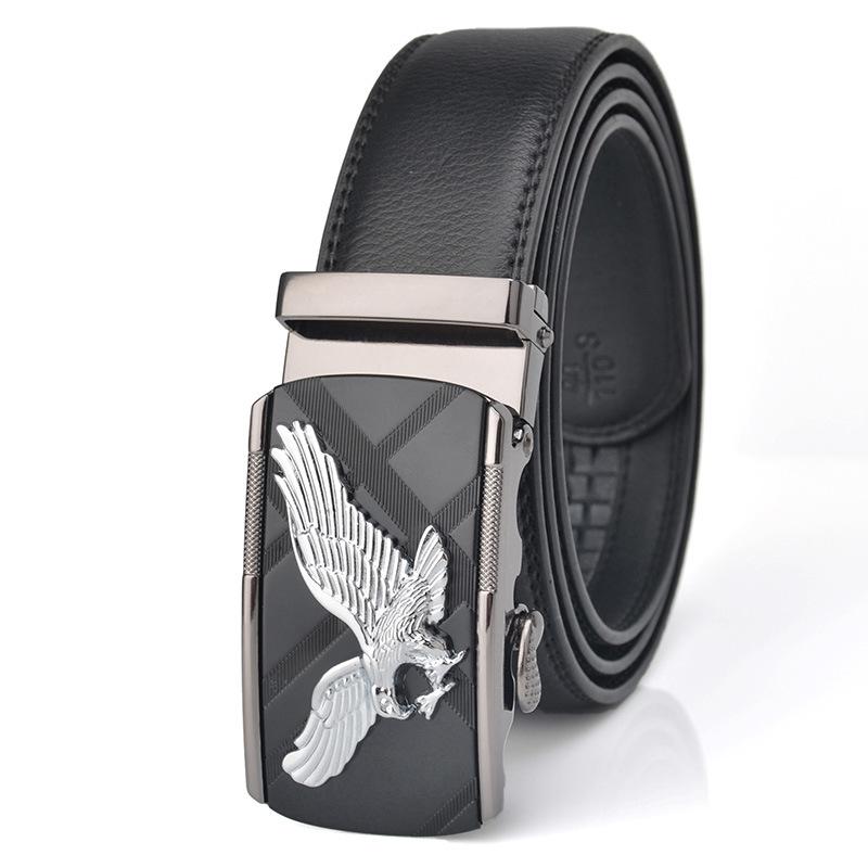 2024 Men's Genuine Leather Belt Eagle Style Automatic Buckle Belt Strap Adjustable Luxury Brand Belt Fashion Business Men's Belt
