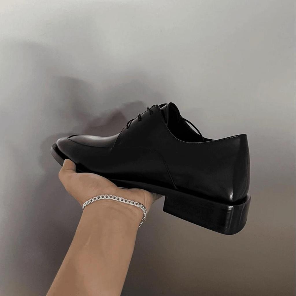 Herrenschuhe Schwarz Leder Quadratische Spitze Derby - Höhensteigernd, Dicke Sohle, Britischer Stil, Formell & Lässig für Business, Hochzeiten & Bräutigame.