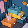 Storage Box Pull-out Design Save Space High Capacity Pure Color Superimposed Solid Storage Cosmetic Little Knob Rectangle Shape Storage