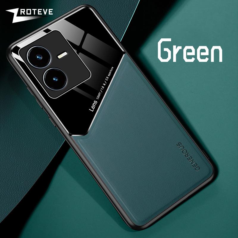Y22 Case Zroteve PU Leather Car Magnetic Hard PC Cover For VIVO Y22 Y22S Y02S Y21 Y21S Y33S VivoY22 VivoY22s VivoY21 Phone Cases