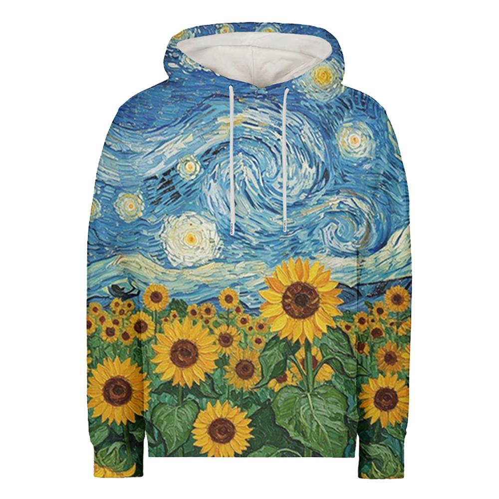 

Starry Sky Sunflower 3D Print Hoodies Fashion Winter Long Sleeve Hooded Sweatshirts Loose Casual Men Women Sudaderas Hoodie S