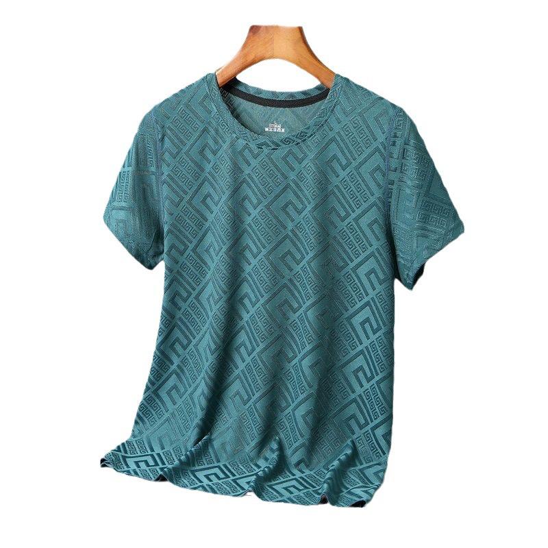 Pánské rychleschnoucí tričko z ledového hedvábí s 3D žakárovým vzorem