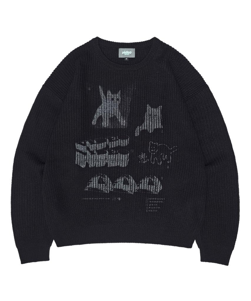 VIDEO JOCKEY Hipster Graphic Knit Sweater [4 Colors]