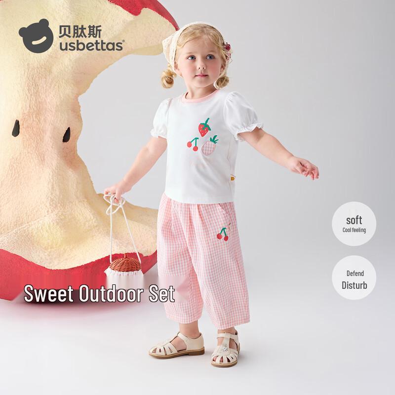 Girls  Summer Cool-Touch Antibacterial Short Sleeve & Long Pants Set 90