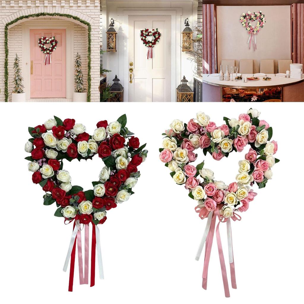Heart Wreath Valentine Heart Wreath Photography Props Party Supplies Front Door Hanging Wreath Valentine Wreath for Farmhouse