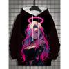 Vintage pánská mikina s kapucí 3D tisk nymphet Tops Cartoon Girl Grafika Mikina s dlouhým rukávem Móda Pánské Top Oversized Streetwear Trička