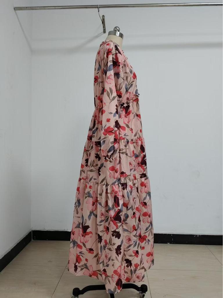 2025 Elegancka Damska Suknia Wieczorowa z Długim Rękawem z Europejskim Nadrukiem