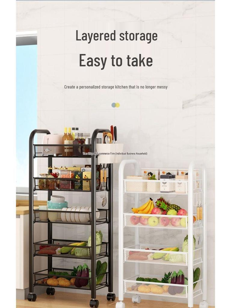 Multi-Layer Kitchen and Bathroom Storage Trolley with Wheels