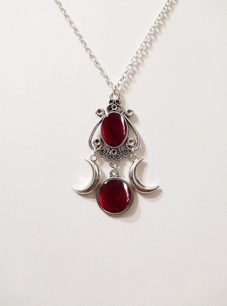 Moon Goddess Necklace With Amethyst Beads Vintage Alloy Jewelry For Women