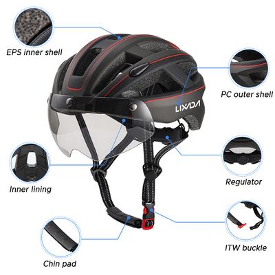 Mountain Bike Helmet Cycling Helmets with Detachable Magnetic Goggles and Rear Light