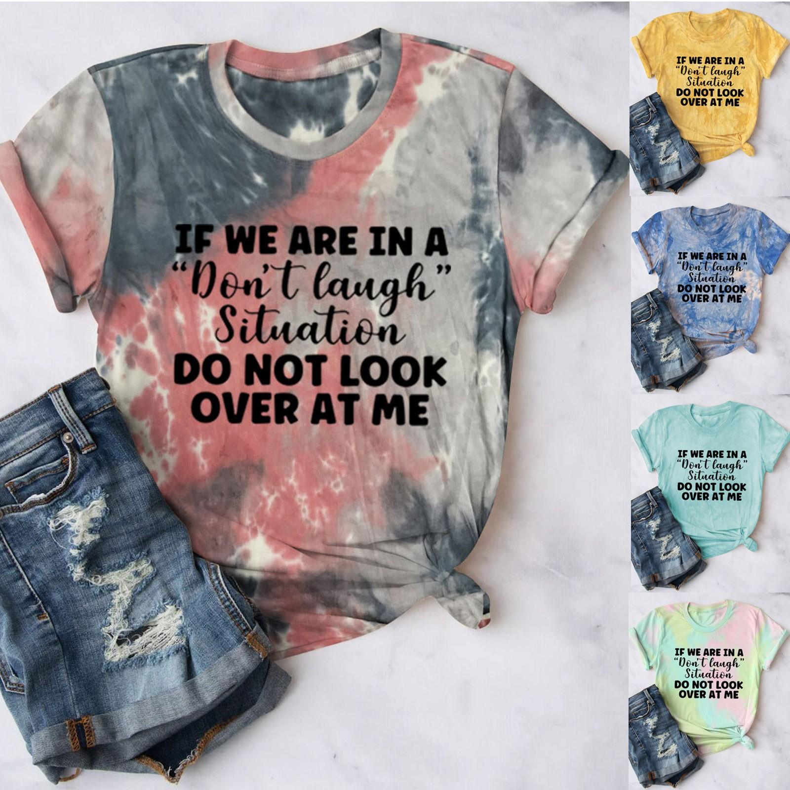 

Женская рубашка с короткими рукавами и принтом тай-дай, забавная футболка «Не смотри на меня», новинка, повседневные топы