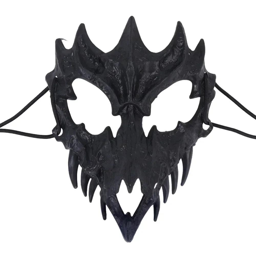 Maschera Teschio Festa Denti Lunghi Demone Scheletro Mezza Maschera Lupo Drago Tigre Maschera Houjuu Nue Cosplay Halloween Accessori Costume