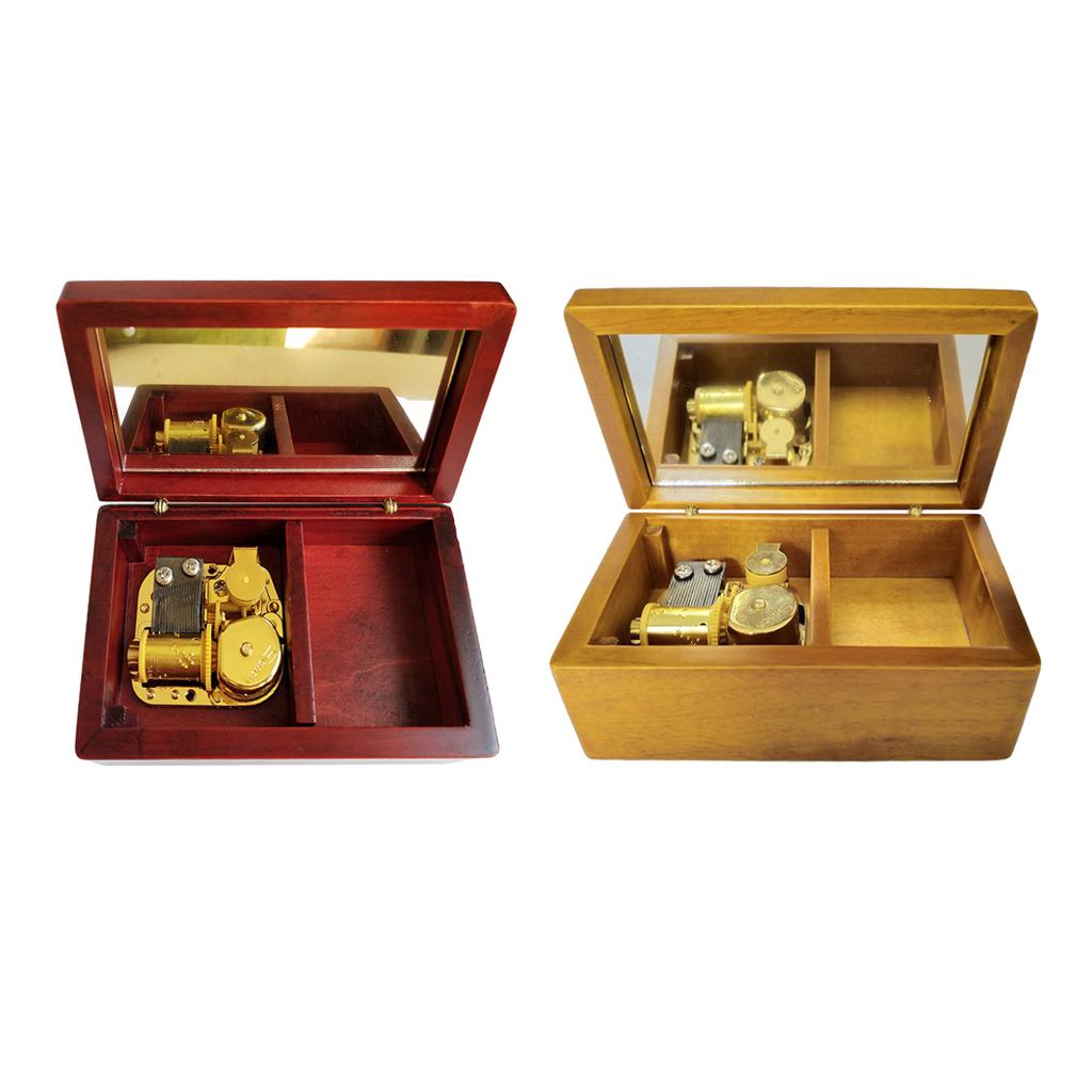 Retro Wooden Musical Box Exquisite Crafts Music Case Jewelry Storage Wind-up Music Box for Wedding Room Decoration