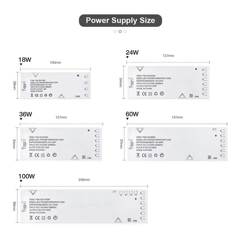 Eu Us Plug Led Lighting Transformer Dc12V 18/24/36W Power Adapter Dupont Port Led Strip Driver Diy Cabinet Closet Shelf Light